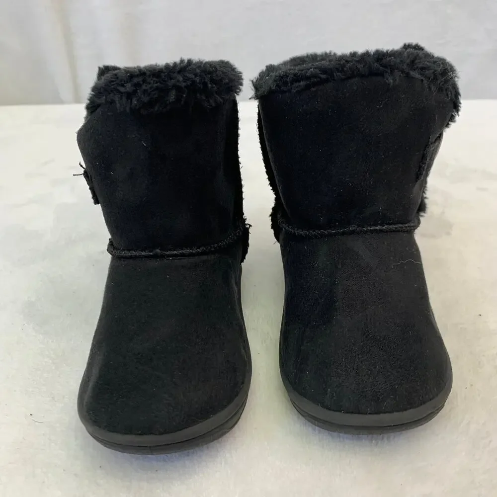 Granamals Toddler Girls Sz 4 Faux Suede Upper Faux Fur Lined Heart Buckle Prep